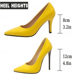 Stiletto High Heel Pumps for Women 3 Inch Pointed Toe Slip-on Patent Leather Sexy Comfortable Dress Shoes Office Event Party ...