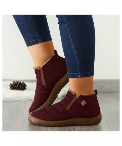 Winter Boots for Women Waterproof Anti Slip Ankle Booties Warm Short Womans Snow Boots with Fur Lined Shoes Bb5-red $16.66 Ou...