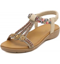 Women's Flat Sandals Ladies Flat Sandals Beaded Strap Sandals Rhinestone Leather Sandals 41 F $21.96 Sandals