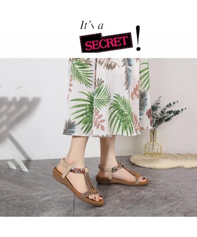 Women's Flat Sandals Ladies Flat Sandals Beaded Strap Sandals Rhinestone Leather Sandals 41 F $21.96 Sandals