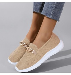 Flat Heel Slip On Mesh Sneakers Metal Chain Solid Color Low Top Round Toe Casual Shoes Ladies Fashion Breathable Round Toe Th...