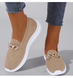 Flat Heel Slip On Mesh Sneakers Metal Chain Solid Color Low Top Round Toe Casual Shoes Ladies Fashion Breathable Round Toe Th...