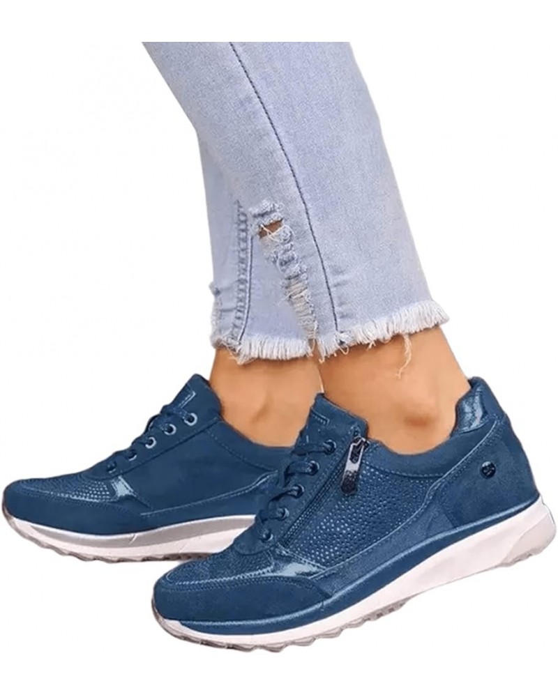 Shoes For Women Sneakers Trendy Slip On Running Shoes Non Slip Walking Shoes Gym Fashion Platform Tennis Shoes Blue $13.32 At...