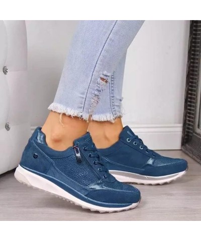 Shoes For Women Sneakers Trendy Slip On Running Shoes Non Slip Walking Shoes Gym Fashion Platform Tennis Shoes Blue $13.32 At...