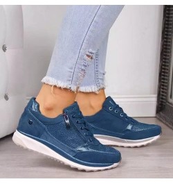 Shoes For Women Sneakers Trendy Slip On Running Shoes Non Slip Walking Shoes Gym Fashion Platform Tennis Shoes Blue $13.32 At...