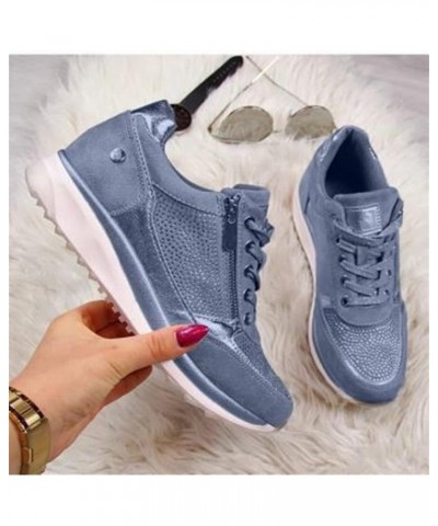 Shoes For Women Sneakers Trendy Slip On Running Shoes Non Slip Walking Shoes Gym Fashion Platform Tennis Shoes Blue $13.32 At...