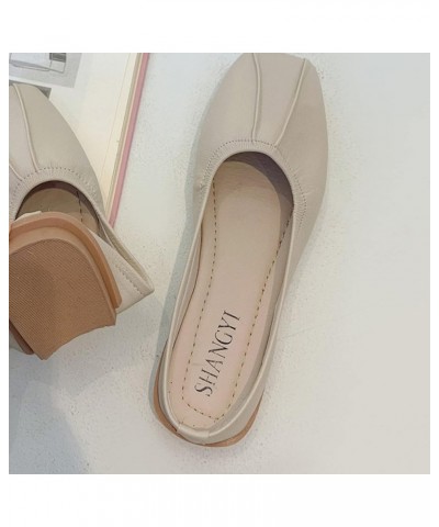 Lady Mules Sandals Elegant Comfy Slip-On Closed Squared Toe Low Heels Walking Backless Loafers Flats Shoe Apricot $25.84 Mule...