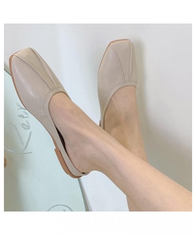 Lady Mules Sandals Elegant Comfy Slip-On Closed Squared Toe Low Heels Walking Backless Loafers Flats Shoe Apricot $25.84 Mule...