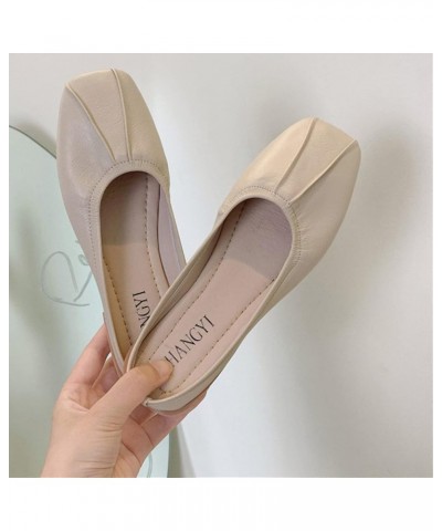 Lady Mules Sandals Elegant Comfy Slip-On Closed Squared Toe Low Heels Walking Backless Loafers Flats Shoe Apricot $25.84 Mule...