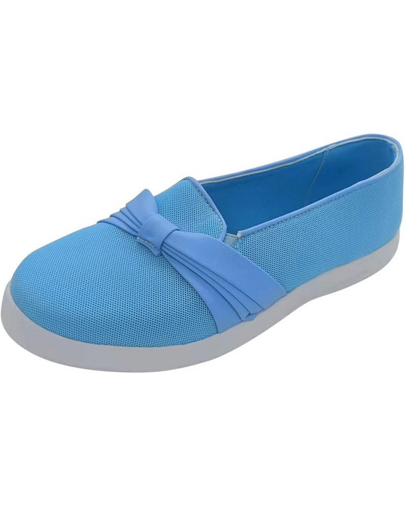 Women's Walking Shoes Slip On - Ladies Casual Versatile Comfortable Canvas Flat Shoes Z-04 Light Blue $24.83 Athletic Shoes