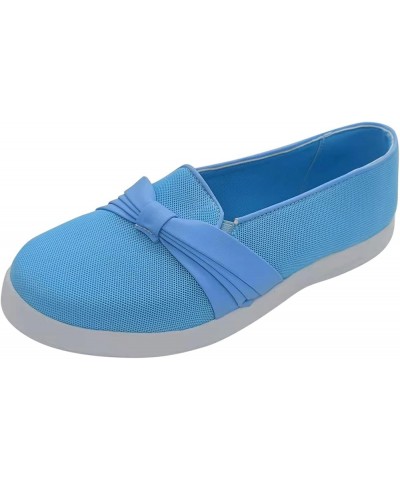 Women's Walking Shoes Slip On - Ladies Casual Versatile Comfortable Canvas Flat Shoes Z-04 Light Blue $24.83 Athletic Shoes