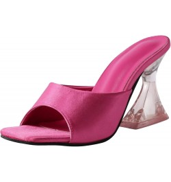 chunky platform heels, Women's Fashion Summer Square Toe Large Size Thick High Heel Sandals Z 04-hot Pink $10.88 Sandals