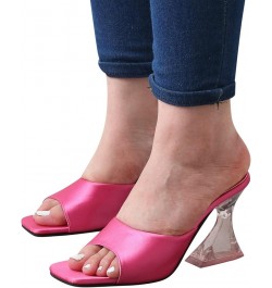 chunky platform heels, Women's Fashion Summer Square Toe Large Size Thick High Heel Sandals Z 04-hot Pink $10.88 Sandals