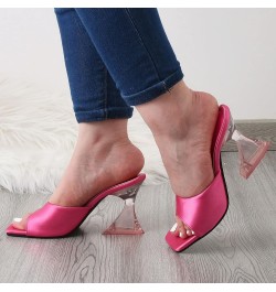 chunky platform heels, Women's Fashion Summer Square Toe Large Size Thick High Heel Sandals Z 04-hot Pink $10.88 Sandals