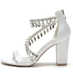 Women's Chunky Heels Sandals Rhinestones Court Shoes with Ankle Strap, Heeled Sandals for Wedding, Dress Platform Pumps, Brid...