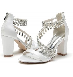 Women's Chunky Heels Sandals Rhinestones Court Shoes with Ankle Strap, Heeled Sandals for Wedding, Dress Platform Pumps, Brid...