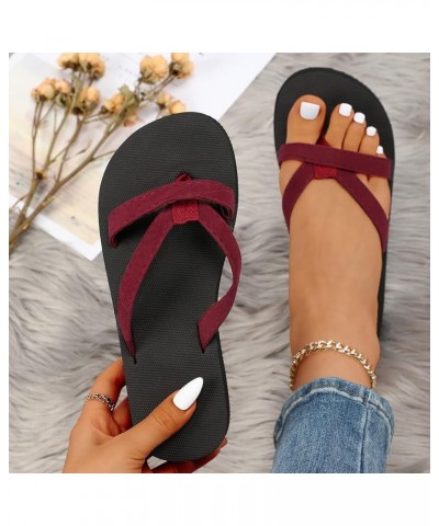 Womens Ankle Strap Strappy Lace Up Low Wedges Sandal Summer Beach Fashion Flat Mid Heels Flip Flops Shoe 196-zoxro-red-4 $17....