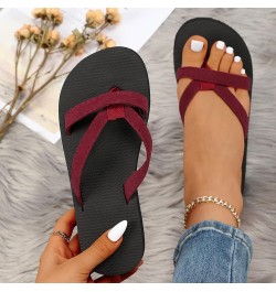 Womens Ankle Strap Strappy Lace Up Low Wedges Sandal Summer Beach Fashion Flat Mid Heels Flip Flops Shoe 196-zoxro-red-4 $17....