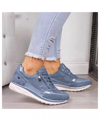 Women Gold Sneakers Zipper Platform Trainers Shoes Casual Lace-Up Sneakers Green $23.80 Fashion Sneakers