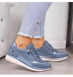 Women Gold Sneakers Zipper Platform Trainers Shoes Casual Lace-Up Sneakers Green $23.80 Fashion Sneakers