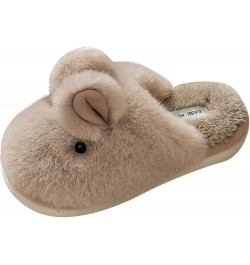 Fashion Winter Women Slippers Thick Bottom Flat Soft Warm Comfort Solid Color Cute Rabbit Shape Womens Warm Khaki $15.73 Slip...