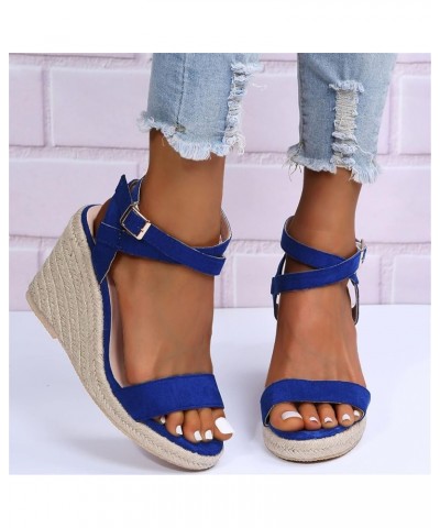 Womens Sandals Comfortable Platform Cork Open Toe Buckle Ankle Strap Espadrilles Flatform Casual Walking Wedge Sandals 9.5-10...