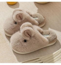 Fashion Winter Women Slippers Thick Bottom Flat Soft Warm Comfort Solid Color Cute Rabbit Shape Womens Warm Khaki $15.73 Slip...