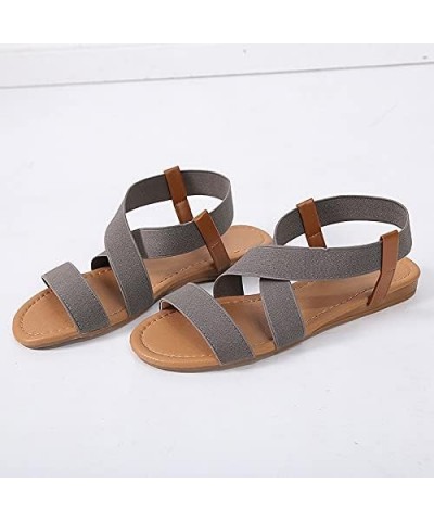 Sandals Women Low Heel Anti Skidding Beach Women's Shoes Woman Cross Strap Sandals Peep-Toe Sandals Women Sandals (Color : Gr...