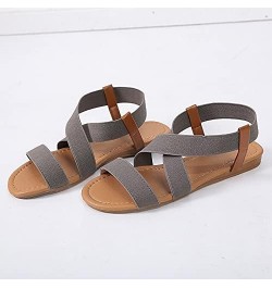 Sandals Women Low Heel Anti Skidding Beach Women's Shoes Woman Cross Strap Sandals Peep-Toe Sandals Women Sandals (Color : Gr...