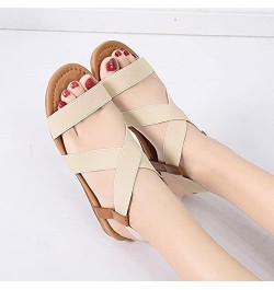 Sandals Women Low Heel Anti Skidding Beach Women's Shoes Woman Cross Strap Sandals Peep-Toe Sandals Women Sandals (Color : Gr...