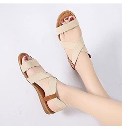 Sandals Women Low Heel Anti Skidding Beach Women's Shoes Woman Cross Strap Sandals Peep-Toe Sandals Women Sandals (Color : Gr...