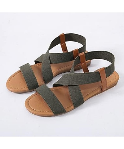 Sandals Women Low Heel Anti Skidding Beach Women's Shoes Woman Cross Strap Sandals Peep-Toe Sandals Women Sandals (Color : Gr...