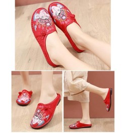 Ladies Slippers, Indoor Slippers Flat Slippers for Women Beijing Opera Embroidered Slippers, Comfortable Breathable Household...