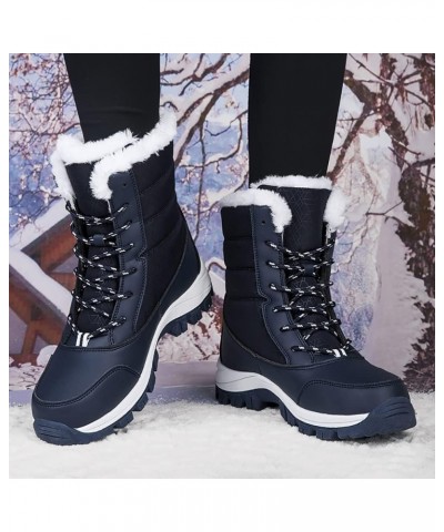 Womens Snow Boots Mid-Calf Winter Boots Ladies Waterproof Warm Fur Lined Non-Slip Warm Boots For Work Walking Hiking Outdoor ...