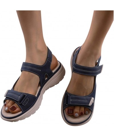 fashion sandals for women tan sandals for women flip shoe strappy heels for women chunky heel sandals for women B031-blue $20...