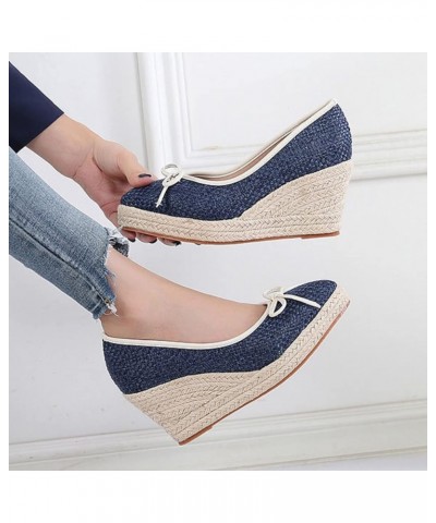 Wedge Platform Espadrilles Single Women High Heel Bow Fisherman Women Pointed Shose of Women Slide Sandals Women 11 (Grey, 8....