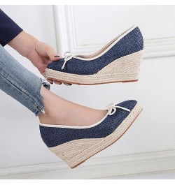 Wedge Platform Espadrilles Single Women High Heel Bow Fisherman Women Pointed Shose of Women Slide Sandals Women 11 (Grey, 8....