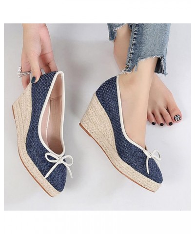 Wedge Platform Espadrilles Single Women High Heel Bow Fisherman Women Pointed Shose of Women Slide Sandals Women 11 (Grey, 8....