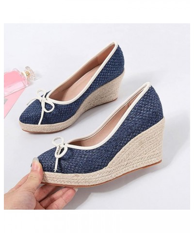 Wedge Platform Espadrilles Single Women High Heel Bow Fisherman Women Pointed Shose of Women Slide Sandals Women 11 (Grey, 8....