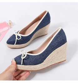 Wedge Platform Espadrilles Single Women High Heel Bow Fisherman Women Pointed Shose of Women Slide Sandals Women 11 (Grey, 8....