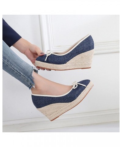 Wedge Platform Espadrilles Single Women High Heel Bow Fisherman Women Pointed Shose of Women Slide Sandals Women 11 (Grey, 8....