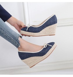 Wedge Platform Espadrilles Single Women High Heel Bow Fisherman Women Pointed Shose of Women Slide Sandals Women 11 (Grey, 8....