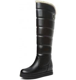 Flat Boots Inner Height High Knee High Boots Side Zip Snow Boots Black $25.73 Boots