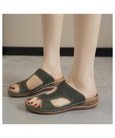 Women's Athletic Outdoor Sandals Casual Footbed Women's Athletic Outdoor Slides Sporty Heel Arch Green $11.99 Sandals