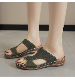 Women's Athletic Outdoor Sandals Casual Footbed Women's Athletic Outdoor Slides Sporty Heel Arch Green $11.99 Sandals