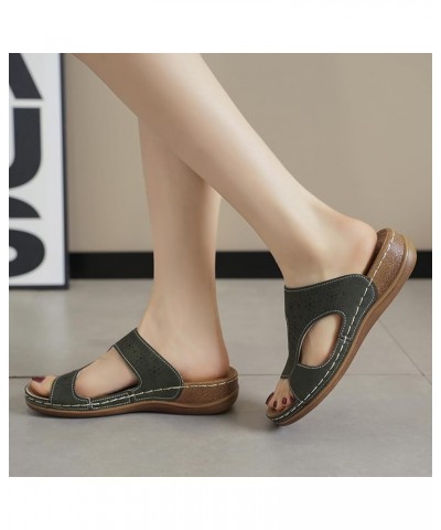 Women's Athletic Outdoor Sandals Casual Footbed Women's Athletic Outdoor Slides Sporty Heel Arch Green $11.99 Sandals