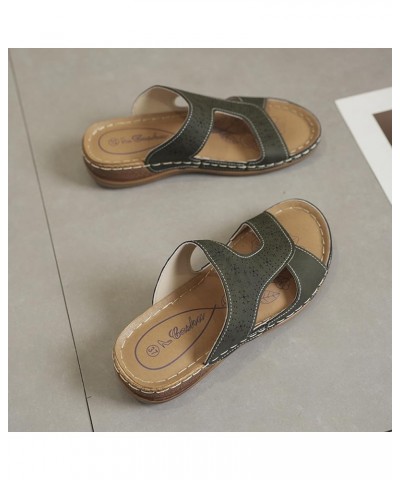 Women's Athletic Outdoor Sandals Casual Footbed Women's Athletic Outdoor Slides Sporty Heel Arch Green $11.99 Sandals