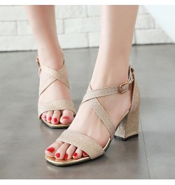 Women Sandals, Open Toe High Heel Party Sandals Buckle Solid Block Heel Sandals Ankle Strap, Size 2-10 Gold-7 $22.31 Sandals