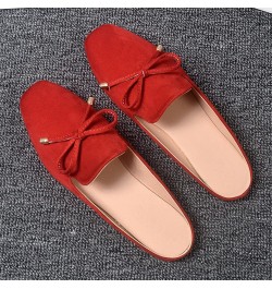 Women Slip on Loafers Women's New Suede Flat Shoes in Spring and Summer Bowknot Fashion Sandals Black/Blue/Red/Green (A01-Kha...