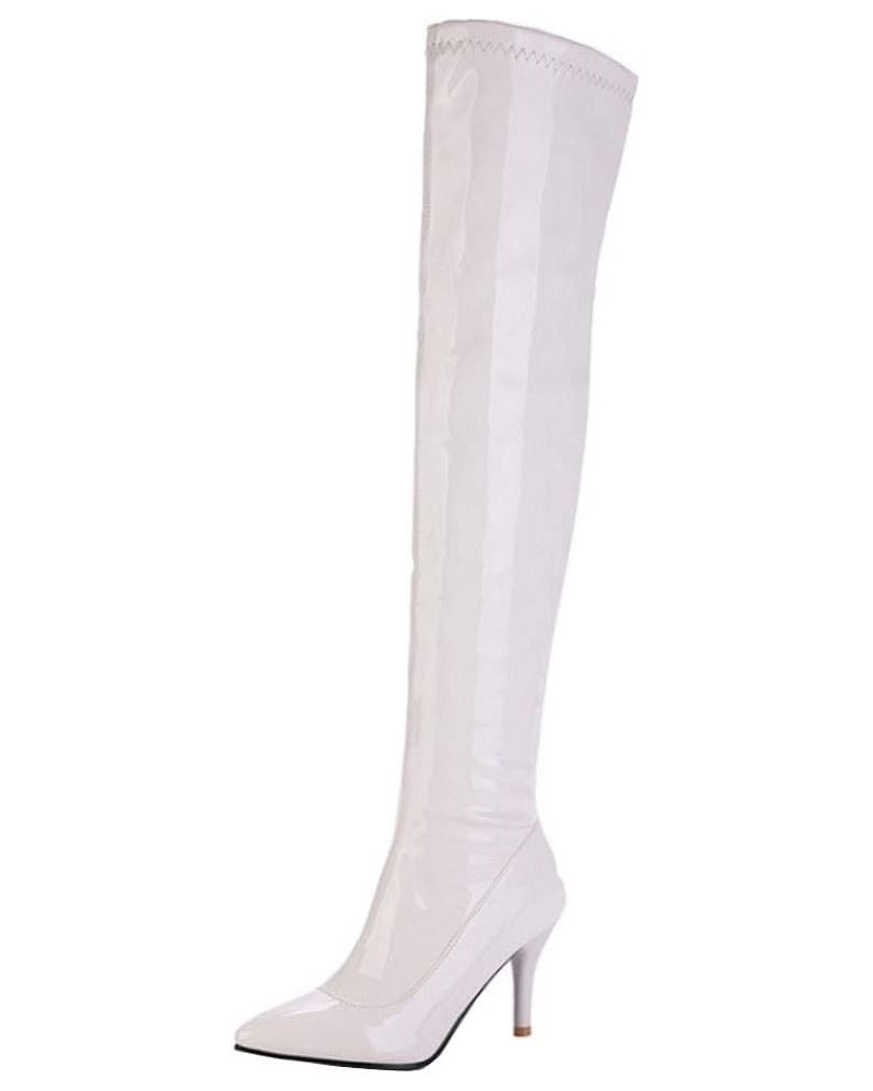 Women Fashion Stiletto Heels Long Boots 2white $25.12 Boots